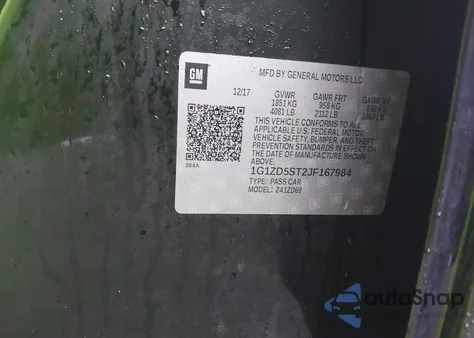 2018 Chevrolet Malibu Lt z USA, uszkodzony, nr VIN 1G1ZD5ST2JF167984